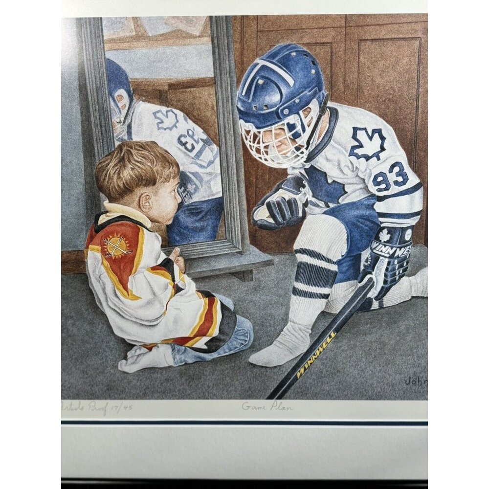 VTG John‎ Newby Game Plan Signed Framed Hockey Maple Leafs 17/45 Rare Art Print - Picture 5 of 16